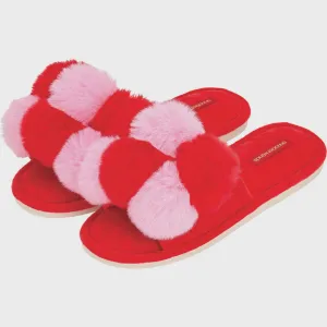 Pom Pom Slipper - Cosy Luxe - Checker Cherry