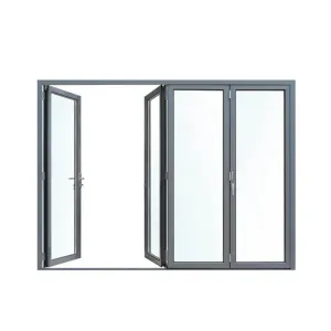 Popular commercial bathroom non-thermal break aluminum folding window and door doors